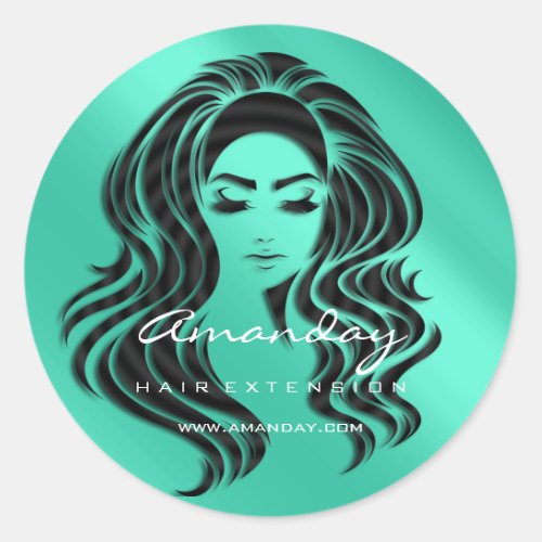 Hair Lash Extension Stylist Makeup Artist Aqua Classic Round Sticker