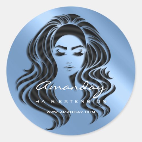 Hair Lash Extension Stylist Makeup Artist Blue Classic Round Sticker