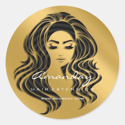 Hair Lash Extension Stylist Makeup Artist Gold Classic Round Sticker