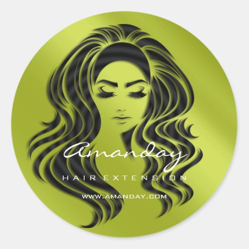 Hair Lash Extension Stylist Makeup Artist Green Classic Round Sticker