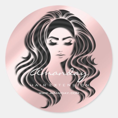Hair Lash Extension Stylist Makeup Honey Pink VIP Classic Round Sticker