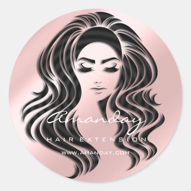 Hair Lash Extension Stylist Makeup Honey Pink VIP Classic Round Sticker ...