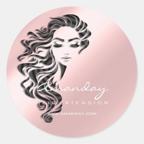 Hair Lash Extension Stylist Makeup Honey Pink VIP Classic Round Sticker