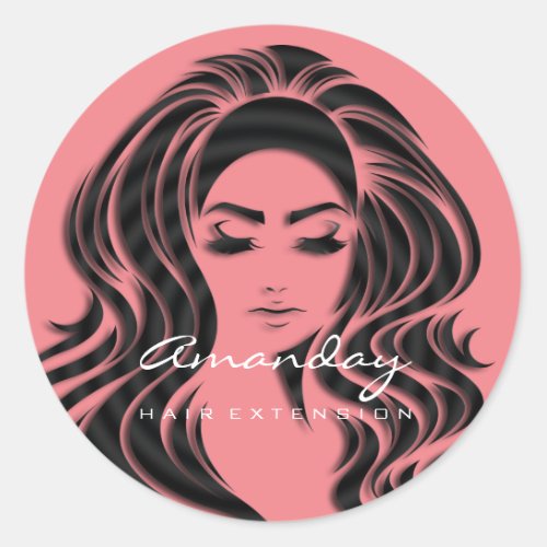 Hair Lashes Extension Stylist Makeup Black Rose Classic Round Sticker