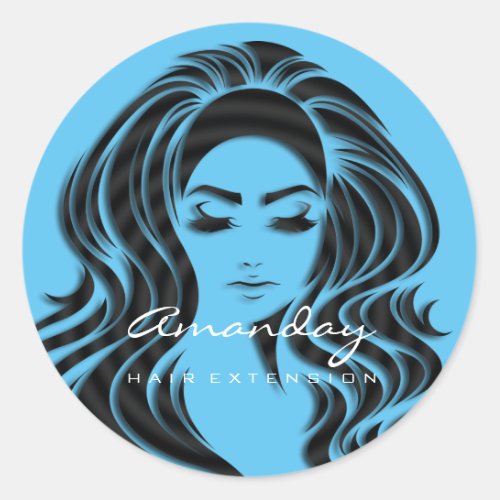 Hair Lashes Extension Stylist Makeup Blue 16th Classic Round Sticker