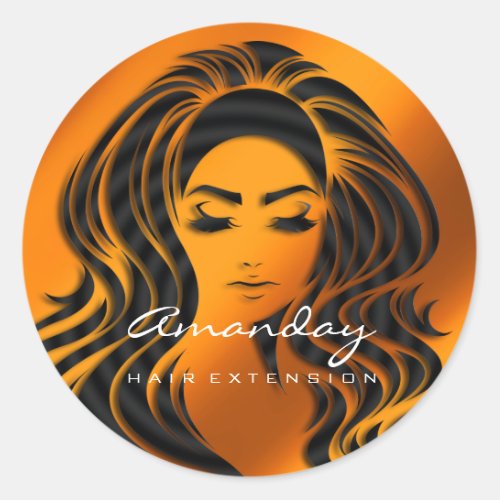 Hair Lashes Extension Stylist Makeup Bronze Honey Classic Round Sticker