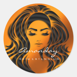 Hair Lashes Extension Stylist Makeup Bronze Honey Classic Round Sticker