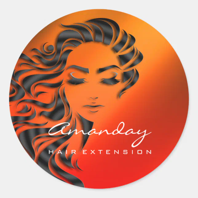 Hair Lashes Extension Stylist Makeup Honey Red Classic Round Sticker ...