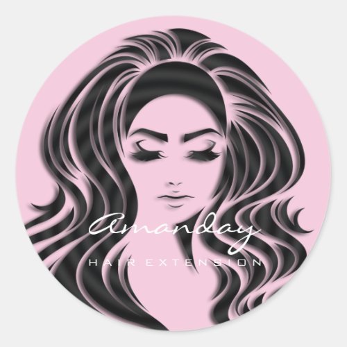 Hair Lashes Extension Stylist Makeup Pink 16th Classic Round Sticker
