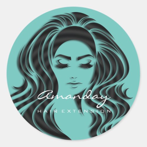 Hair Lashes Extension Stylist Makeup Teal 16th Classic Round Sticker