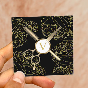 Hair & Lashes Stylist Botanical Gold Beauty Salon Square Business Card
