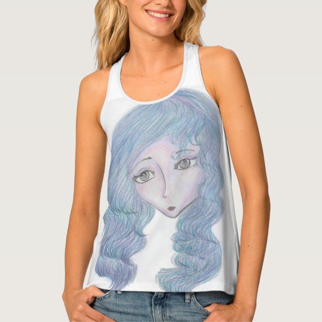 Hair like blueberries eyes like soap bubbles faux  tank top (Front)