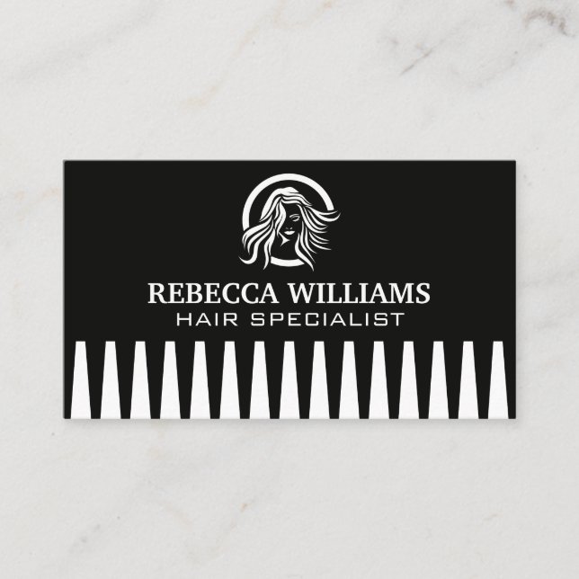 Hair Logo | Comb Background Business Card (Front)