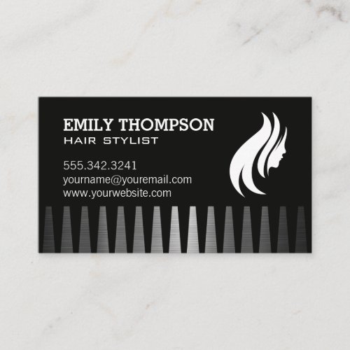 Hair Logo  Comb  Metallic Background Business Card