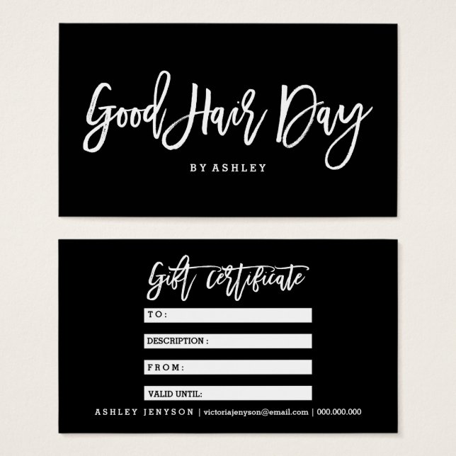 Hair logo elegant typography gift certificate (Front & Back)