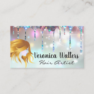 Hair Logo   Glitter Drip   Shiny Bokeh Glow Loyalty Card