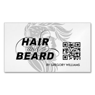 Hair Logo Hair & Beard Q R Code Business Card Magnet