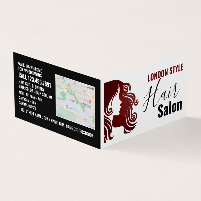 Hair Logo, Hair Stylist, Hair Salon Loyalty Card, Business Card (Outside)