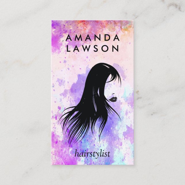 Hair Logo | Watercolor Artistic Business Card (Front)