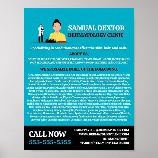 Hair Loss, Dermatologist, Dermatology Clinic Poster (Front)