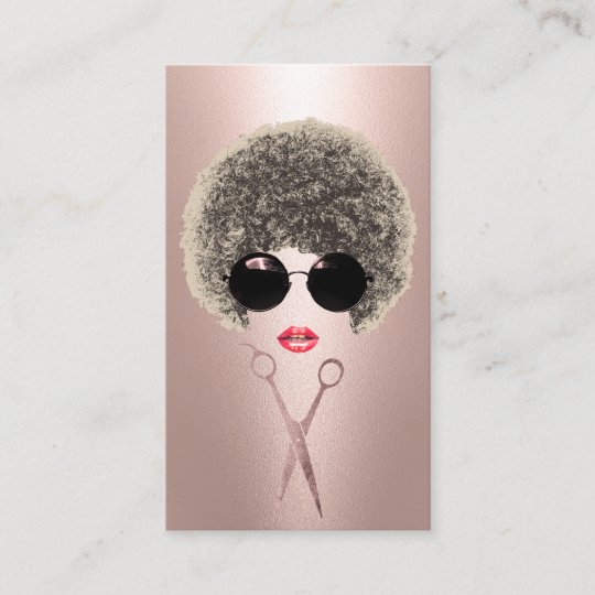 Hair Makeup Artist Rose Gold Natural Hair Salon Business Card