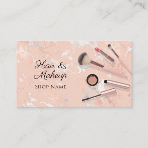 Hair  Makeup Artists Photo Rose Gold Marble Business Card