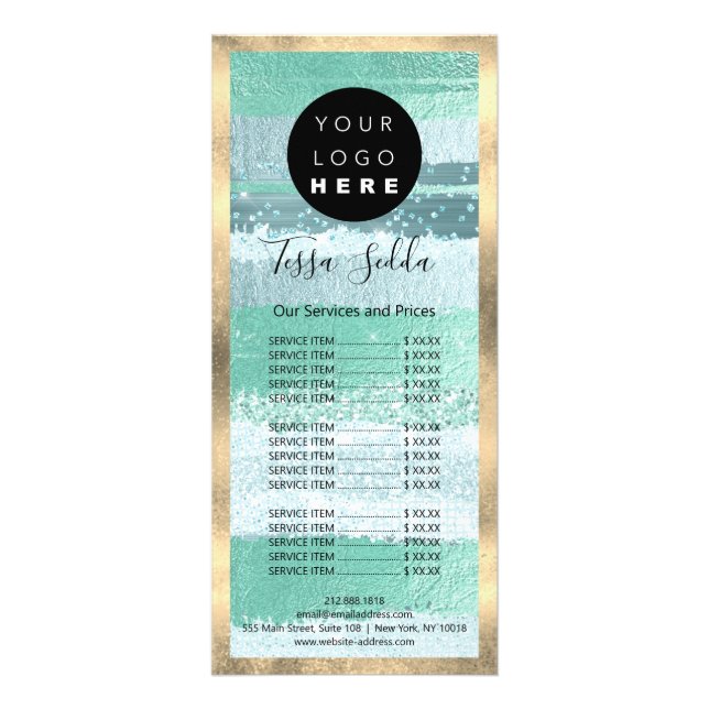 Hair Makeup Body Massage Logo Aqua SPA Beauty Aqua Rack Card (Front)