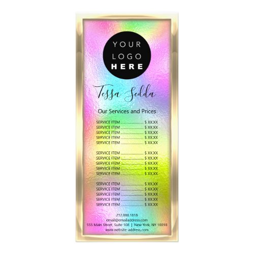 Hair Makeup Body Massage Logo Holograph Unicorn Rack Card