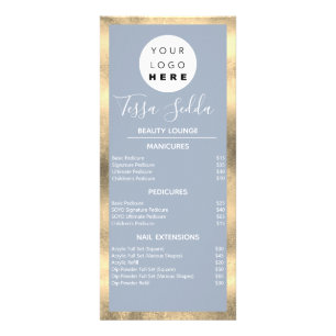 Hair Makeup Nails Manicure Pedicure Gold Smoky Blu Rack Card