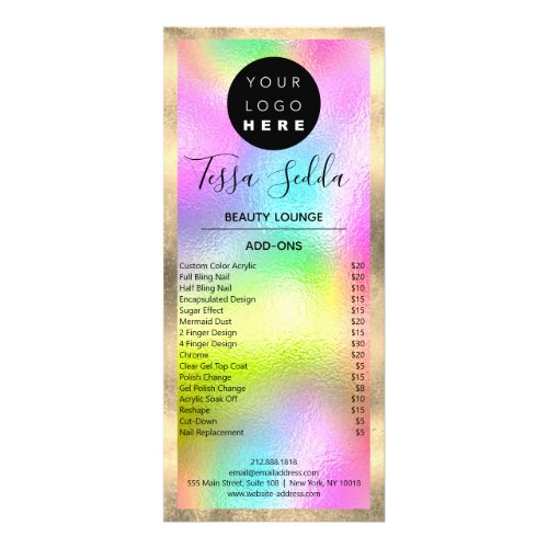 Hair Makeup Nails Manicure Pedicure Holograph  Rack Card