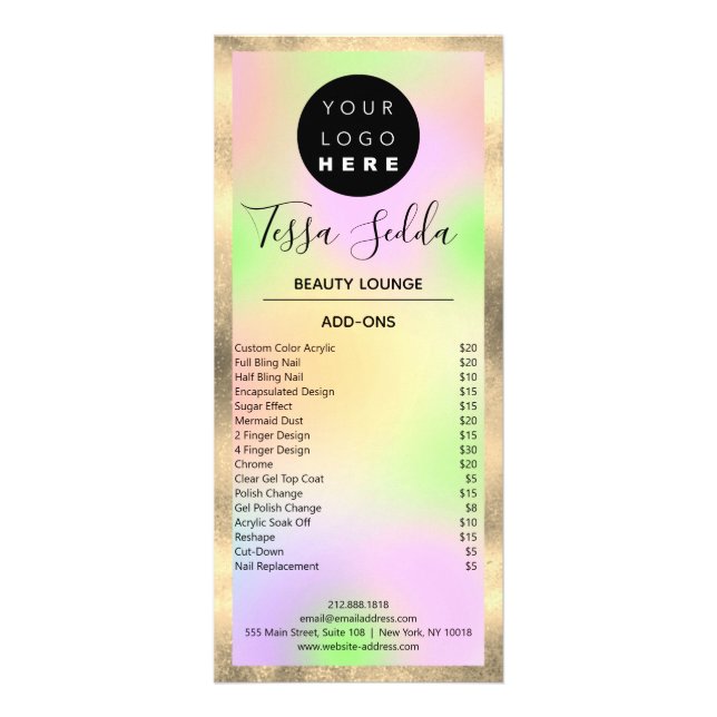 Hair Makeup Nails Manicure Pedicure SPA Rack Card (Back)