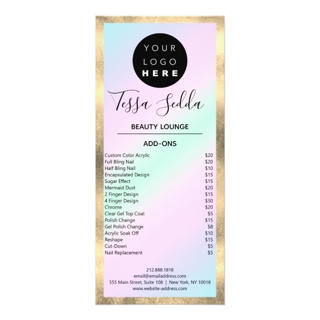 Hair Makeup Nails Manicure Pedicure Studio Rack Card (Back)