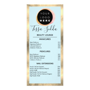 Hair Makeup Nails Manicure Pedicure Wellness Blue Rack Card