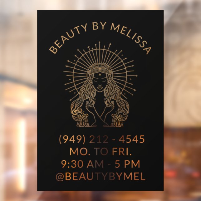 Hair Makeup Nails Salon Gold Black Tarot Marketing Window Cling (Sheet 2)