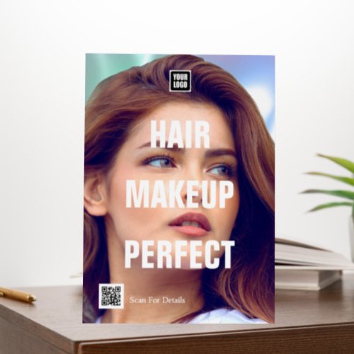 HAIR MAKEUP PERFECT Woman Hair Salon Logo QR Code Foam Board