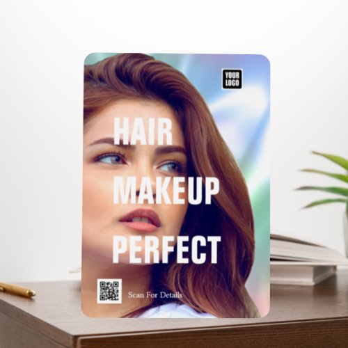 HAIR MAKEUP PERFECT Woman Hair Salon Logo QR Code Foam Board