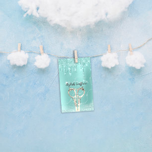 Hair Mint Drip Glitter Coiffure Instagra Scissors Business Card