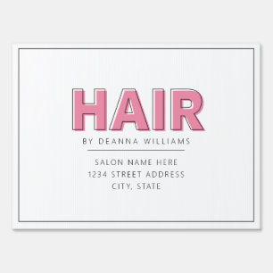 Hair Modern Business Pink Off Center Lettering Sign