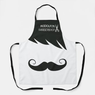 Hair & moustache w/ scissors barbershop employees apron