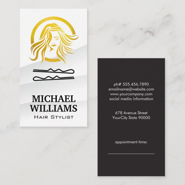 Hair Pins Hair Logo Appointment Card (Front/Back)