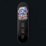 *~* Hair Rainbow Troll AP89 Neon Initial  Skateboard<br><div class="desc">(Search code AP89 for Troll items and AP88 for medieval theme items ) Easily Transfer to other Zazzle Products. BLACK background Skateboard. The bright and oh so happy NEON Rainbow colors just pop the TROLL images and LETTERS. Customize / Personalize your INITIALS / MONOGRAM. Whimsical Cute funny Long Hair Troll...</div>