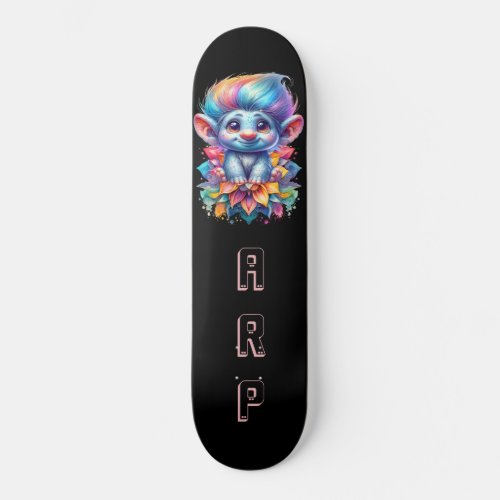  Hair Rainbow Troll AP89 Neon Initial  Skateboard