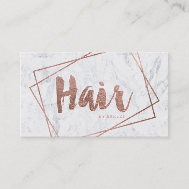 Hair referral modern rose gold typography marble (Front)