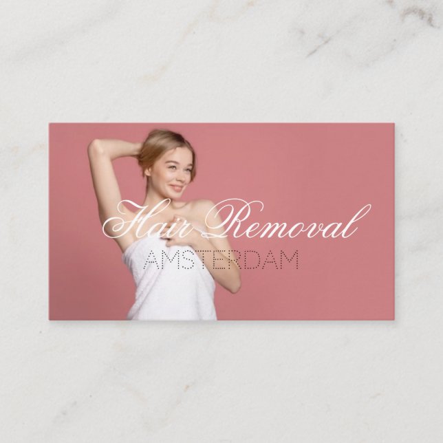 Hair Removal Skin Clinic Rose Gold Marble Business Card (Front)