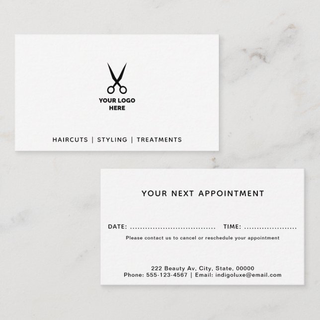 Hair Salon Add Your Logo Appointment Card (Front/Back)