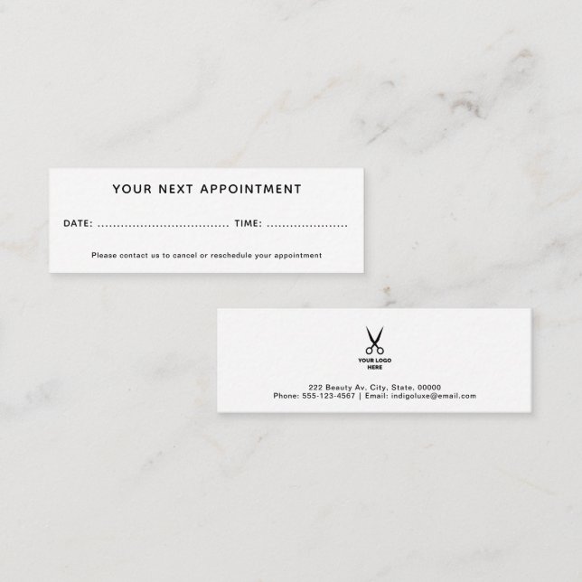 Hair Salon Add Your Logo Appointment Mini Business Card (Front/Back)