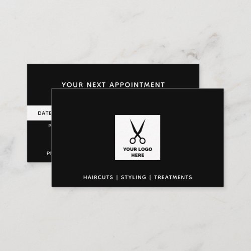 Hair Salon Add Your Logo Black Appointment Card