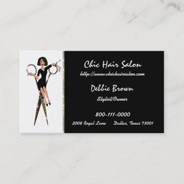 Hair Salon (African American Diva) Business Cards (Front)