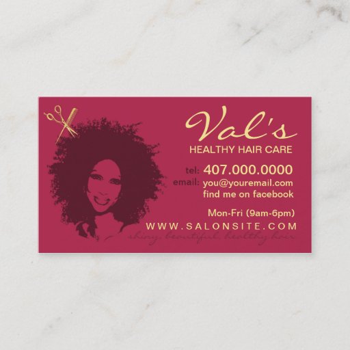 Customizable African American Hair Salon Business Cards
