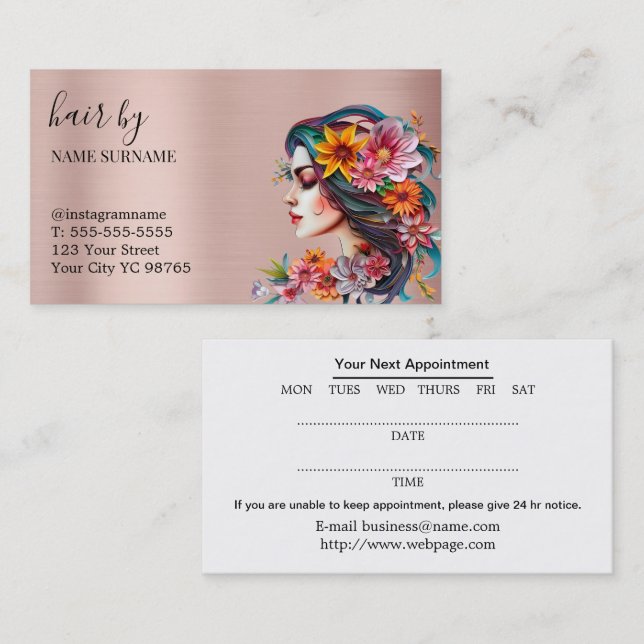 Hair Salon Appointment Business Card (Front/Back)